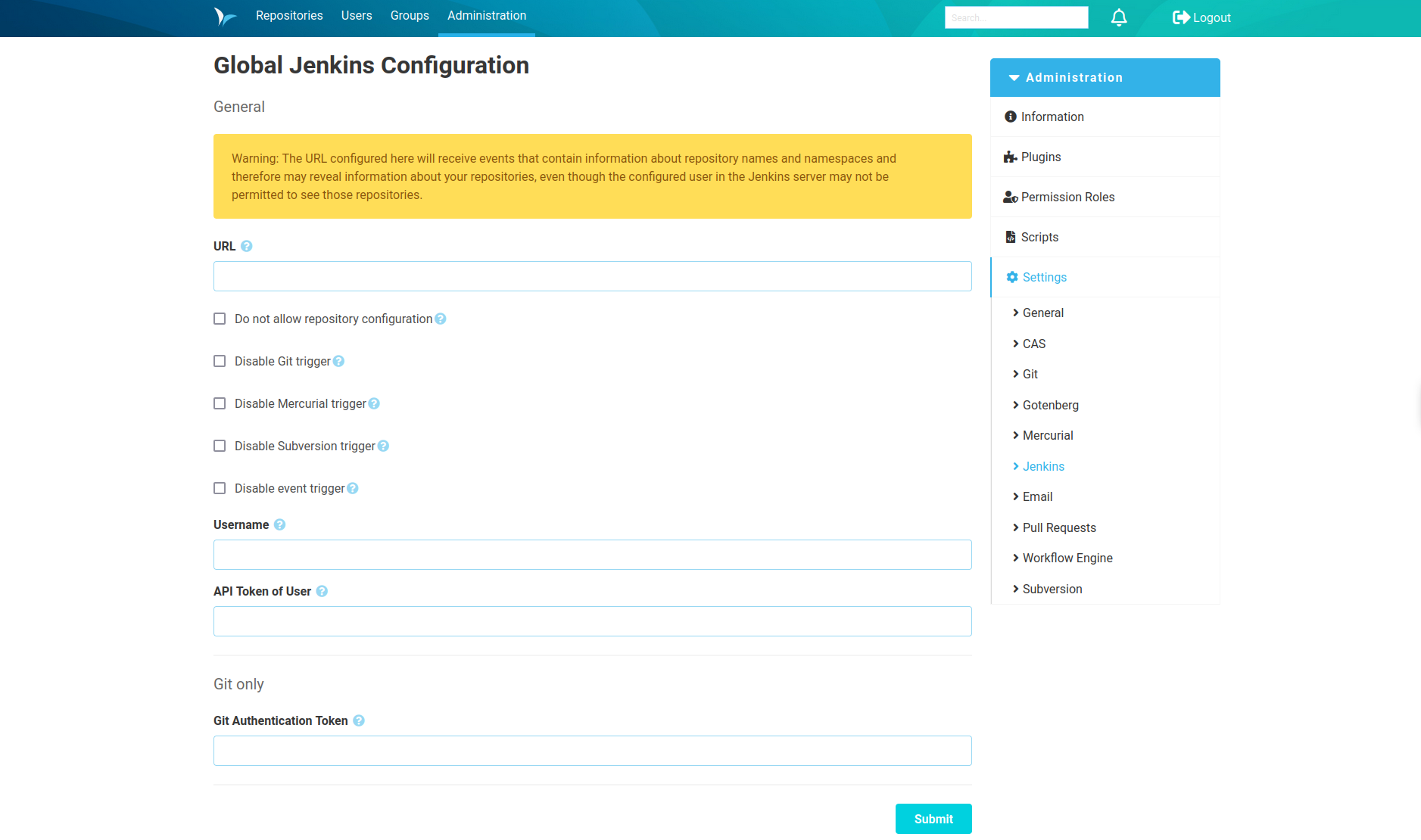 SCM-Manager configuration for Jenkins